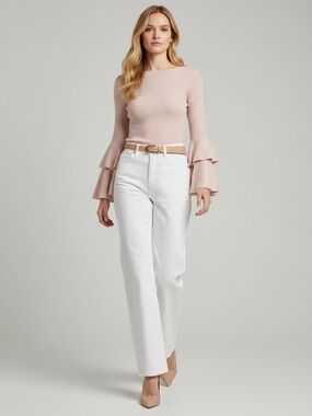 Banana Republic Blush Pink Handkerchief Sleeve Sweater Knit Top Size XS